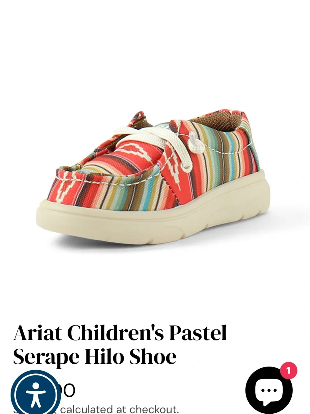 Ariat Kids Multicolor Red Serape Slip-On Moccasins